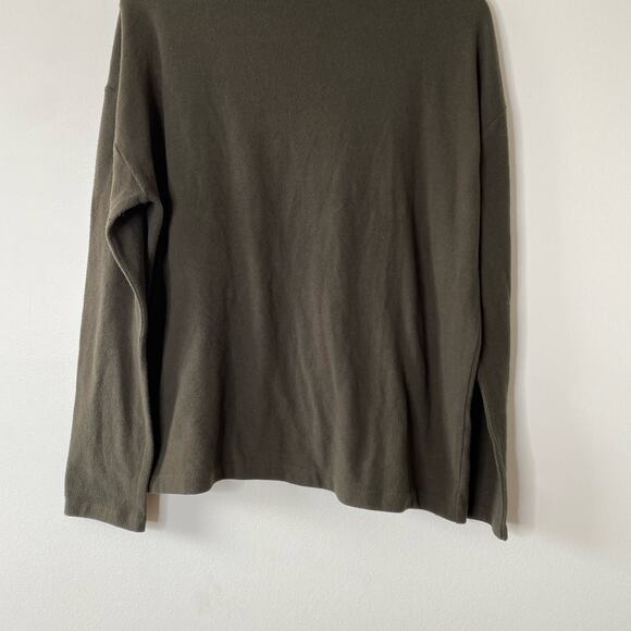 VINCE Heather Dark Pine Brushed Funnel Neck Long Sleeve Top - Picture 4 of 9